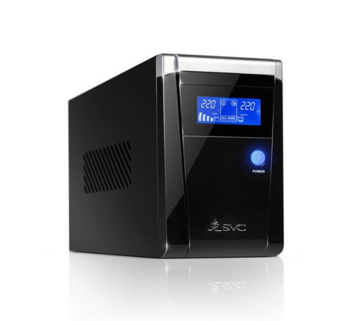 Источник бесперебойного питания SVC V-800-F-LCD, Smart, USB, Мощность 800ВА/480Вт, Диапазон работы AVR: 165-275В, Бат.: 12В/9 Ач*1шт., 3 вых.: 2 Shuko CEE7+1 IEC C13 (Bypass), Защита тел. линии, Чёрный в Бишкеке, Кыргызстане