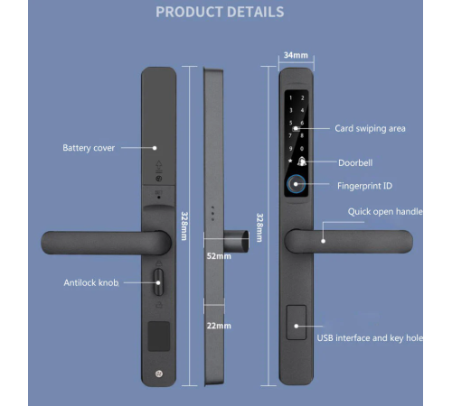 Умный дверной замок Locstar LS-C105A, влагозащищённый, Bluetooth, отпечаток пальца, PIN-код, RFID в Бишкеке, Кыргызстане