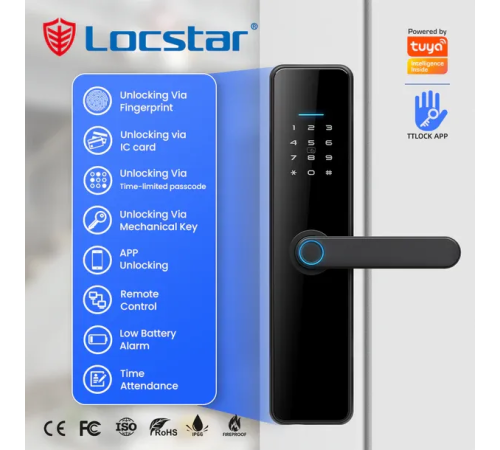 Умный дверной замок Locstar LS-C91, Wi-Fi/Bluetooth, отпечаток пальца, PIN-код, RFID в Бишкеке, Кыргызстане