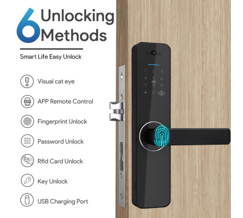 Умный дверной замок Locstar LS-C13A, Wi-Fi/Tuya, видеофункции, отпечаток, пароль, IC-карта в Бишкеке, Кыргызстане