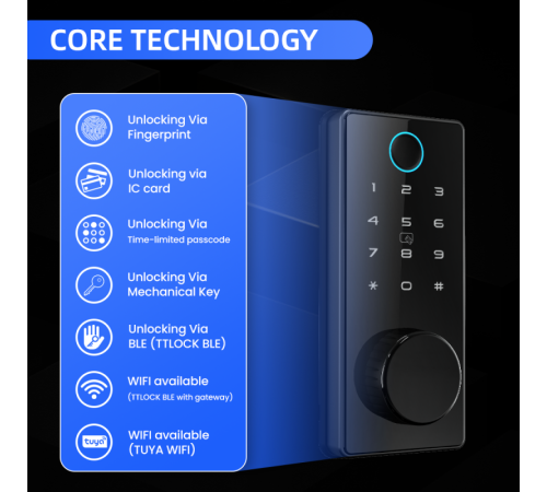 Умный дверной замок Locstar C87, TTLock, отпечаток пальца, пароль, IC-карта, Bluetooth в Бишкеке, Кыргызстане