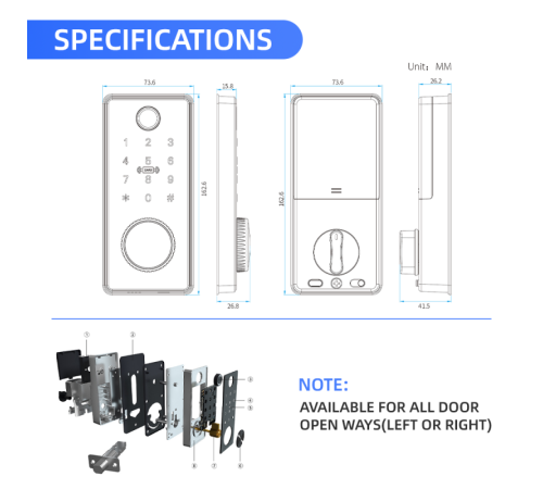Умный дверной замок Locstar C87, TTLock, отпечаток пальца, пароль, IC-карта, Bluetooth в Бишкеке, Кыргызстане