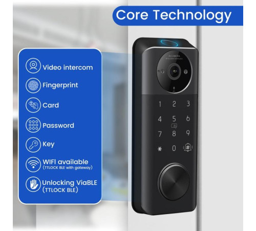 Умный дверной замок Locstar LS-C95, Face ID, отпечаток, пароль, IC-карта, Wi-Fi, TTLock в Бишкеке, Кыргызстане