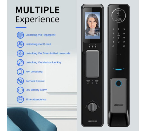 Умный видеодомофонный замок Locstar LS-S61, Wi-Fi/Tuya, 3D-распознавание лица, отпечаток пальца в Бишкеке, Кыргызстане