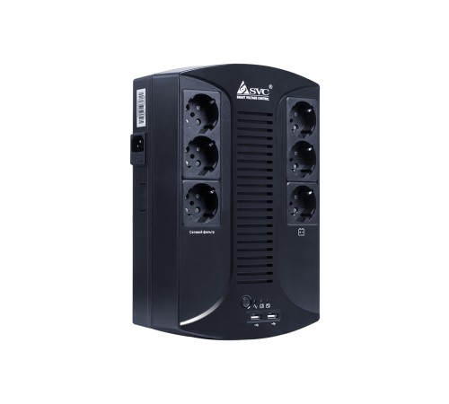 Источник бесперебойного питания SVC U-650-L, Smart, USB, Диапазон работы AVR: 145-290В, Бат.: 12В/7 Ач., 6 вых.: Shuko CEE7(3 с работой от батареи, 3 сетевой фильтр), USB 5В/2А*2 шт., Чёрный в Бишкеке, Кыргызстане Источник бесперебойного питания SVC U-650-L, Smart, USB, Диапазон работы AVR: 145-290В, Бат.: 12В/7 Ач., 6 вых.: Shuko CEE7(3 с работой от батареи, 3 сетевой фильтр), USB 5В/2А*2 шт., Чёрный в Бишкеке, Кыргызстане