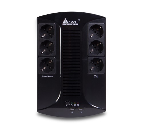 Источник бесперебойного питания SVC U-650-L, Smart, USB, Диапазон работы AVR: 145-290В, Бат.: 12В/7 Ач., 6 вых.: Shuko CEE7(3 с работой от батареи, 3 сетевой фильтр), USB 5В/2А*2 шт., Чёрный в Бишкеке, Кыргызстане Источник бесперебойного питания SVC U-650-L, Smart, USB, Диапазон работы AVR: 145-290В, Бат.: 12В/7 Ач., 6 вых.: Shuko CEE7(3 с работой от батареи, 3 сетевой фильтр), USB 5В/2А*2 шт., Чёрный в Бишкеке, Кыргызстане