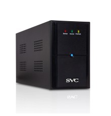 Источник бесперебойного питания SVC V-1500-L, Мощность 1500ВА/900Вт, Диапазон работы AVR: 145-290В, Бат.: 12В/9 Ач*2шт., 3 вых.: Shuko CEE7, Чёрный