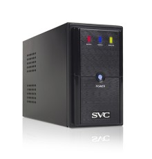 Источник бесперебойного питания SVC V-600-L, Диапазон работы AVR: 165-275В, AVR в режиме Booster: 138-292В, Бат.: 12В/7.5 Ач*1шт., 3 вых.: 2 Shuko CEE7+1 IEC C13 (Bypass), Чёрный