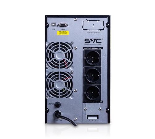 Источник бесперебойного питания SVC PT-3K-LCD, Мощность 3000ВА/3000Вт, PT-серия, On-Line, LCD\USB\RS-232, SMART, Диапазон работы AVR: 115-300В, Бат.: 12В/9Ач*6шт., Вентилятор: 8см*2шт., 3 вых Shuko CEE7+клеммная колодка., Чёрный в Бишкеке, Кыргызстане Источник бесперебойного питания SVC PT-3K-LCD, Мощность 3000ВА/3000Вт, PT-серия, On-Line, LCD\USB\RS-232, SMART, Диапазон работы AVR: 115-300В, Бат.: 12В/9Ач*6шт., Вентилятор: 8см*2шт., 3 вых Shuko CEE7+клеммная колодка., Чёрный в Бишкеке, Кыргызстане