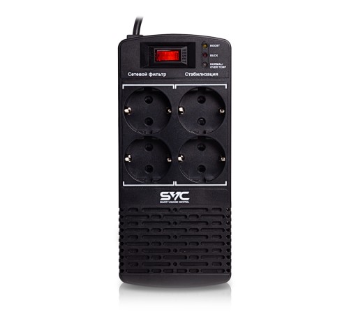 Стабилизатор (AVR) SVC AVR-1000-L, Мощность 1000ВА/500Вт, LED-индикаторы, Диапазон работы AVR: 174-280В, 4 вых., 1.2 м., Чёрный в Бишкеке, Кыргызстане
