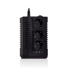 Стабилизатор (AVR) SVC AVR-600-S, Мощность 600ВА/300Вт, LED-индикаторы, Диапазон работы AVR: 184-284В, Выходные разъемы: schuko x 3, Чёрный