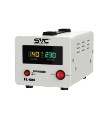 Стабилизатор (AVR)SVC FL-600 600ВА/500ВтДиапазон работы AVR: 140-260В,Выходное напряжение:220В +/-7%,Задержка включения, выход 2 шт Sсhuko,LCD-дисплей, Защита: от перегрузки, короткого замыкания, повышенной температуры, Белый