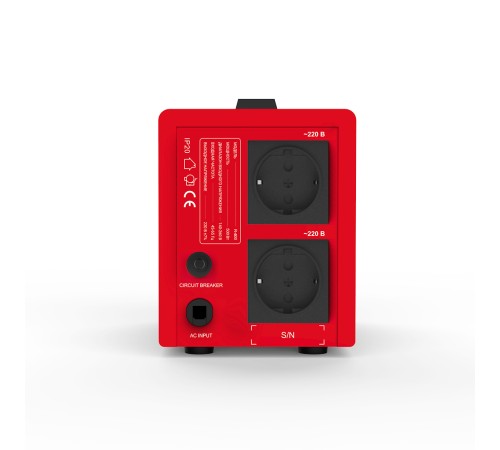 Стабилизатор (AVR) SVC R-600, 600ВА/500Вт, Диапазон работы AVR: 140-260В, Выходное напряжение: 220В +/-7%, Задержка включения, выход 2 шт Shсuko, LCD-дисплей, Защита: от перегрузки, короткого замыкания, повышенной температуры, Чёрно-красный в Бишкеке, Кыргызстане