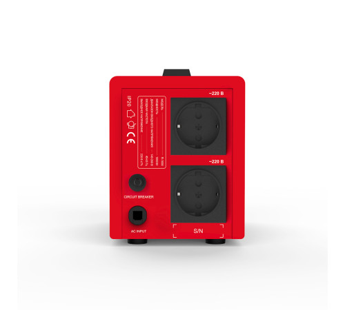 Стабилизатор (AVR) SVC R-1000, 1000ВА/1000Вт, Диапазон работы AVR: 140-260В, Выходное напряжение: 220В +/-7%, Задержка включения, выход 2 шт Shсuko, LCD-дисплей, Защита: от перегрузки, короткого замыкания, повышенной температуры, Чёрно-красный в Бишкеке, Кыргызстане