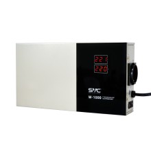 Стабилизатор (AVR) SVC W-1000, Мощность 1000ВА/1000Вт, LED-дисплей, Диапазон работы AVR: 140-260В, Вых.: 220В+/-7%, 1 х Shcuko, Кабель питания: 1,35м, Габариты: 290*160*65, Черно-белый