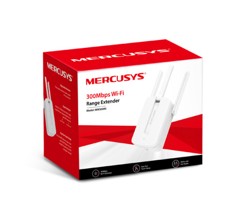Усилитель Wi-Fi сигнала Mercusys MW300RE, 300 мбит/с, 3 внешние антенны в Бишкеке, Кыргызстане