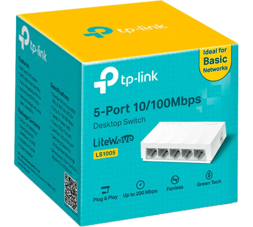 Коммутатор TP-Link LS1005, 5-портовый 10/100 Мбит/с настольный коммутатор. в Бишкеке, Кыргызстане