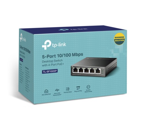 Коммутатор TP-Link TL-SF1005P, 5-портовый 10/100 Мбит/с RJ45, настольный коммутатор с 4 портами PoE в Бишкеке, Кыргызстане Коммутатор TP-Link TL-SF1005P, 5-портовый 10/100 Мбит/с RJ45, настольный коммутатор с 4 портами PoE в Бишкеке, Кыргызстане