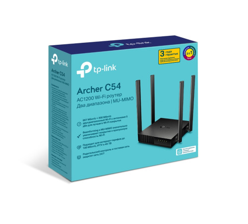 Маршрутизатор TP-Link Archer C54, 802.11a/b/g/n/ac, AC1200М, 2×2 MU-MIMO, 1 WAN порт 10/100М + 4 LAN порта 10/100М в Бишкеке, Кыргызстане