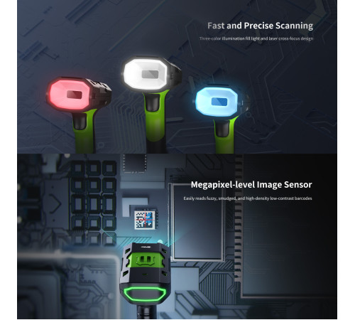 Промышленный ручной сканер штрих-кода iDPRT HN-8208SR, 1D/2D, проводной USB, 130W, 3mil в Бишкеке, Кыргызстане