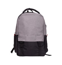 Рюкзак для ноутбука Deluxe A-1854 15.6", Внешнее отделение на молнии, 1 внутреннее отделение, Полиэстер, Встроенный USB шнур, Чёрно-Серый (1 год)